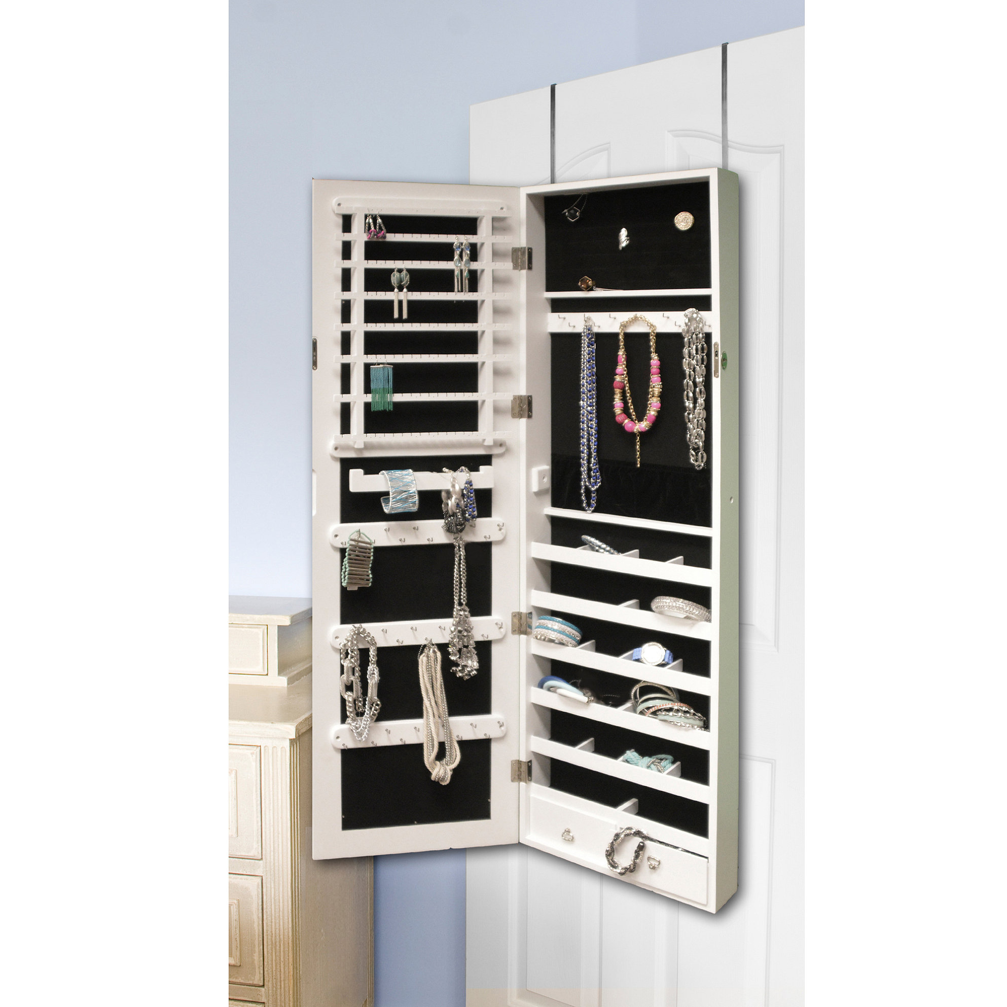 FamisCorp Premium Over the Door Jewelry Armoire with Mirror & Reviews